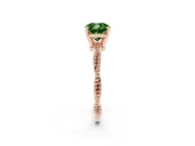 Fancy Green Cushion Cut Diamond Solitaire Ring Set in Rose gold with Twisted Band and Bead Prong Setting