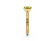 Fancy Yellow Emerald Cut Diamond Solitaire Milgrain Engraved Band Set in Yellow gold with Prong Setting