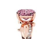 Radiant Cut Twisted Pavé Engagement Ring Setting for a Fancy Pink Lab-Grown Diamond | Pavé and Plain Strands | Rose Gold