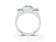 Fancy Blue Oval Cut Diamond Three-Stone Channel Set Ring Set in White gold with Smooth Polished Band