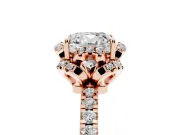 Cushion Cut Floral Petal Halo Engagement Ring Setting | Pavé Band | Rose Gold