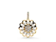 Round Lab-Grown Diamond Floral Cluster Pendant Necklace | Open Petal Frame | Yellow Gold