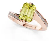 Emerald Cut Bypass Pavé Solitaire Engagement Ring Setting for a Fancy Yellow Lab-Grown Diamond | Angled Head | Rose Gold