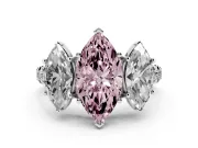 Marquise Three Stone Engagement Ring Setting for a Fancy Pink Lab-Grown Diamond | Accented Shoulders | Platinum