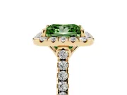 Princess Cut Raised Halo Engagement Ring Setting for a Fancy Green Lab-Grown Diamond | Yellow Gold
