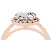Round Cut Diamond Halo Ring Set in Rose gold with Solitaire Band and Prong Setting