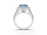 Fancy Blue Princess Cut Diamond Halo Engagement Ring Set in Silver with Split Shank and Prong Setting