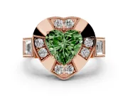 Heart-Shaped Milgrain Sectioned Halo Engagement Ring Setting for a Fancy Green Lab-Grown Diamond | Rose Gold