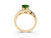 Heart-Shaped Bypass Pavé Engagement Ring Setting for a Fancy Green Lab-Grown Diamond | Yellow Gold