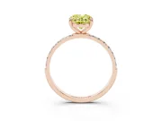 Fancy Yellow Oval Cut Diamond Solitaire Ring Set in Rose gold with Round Pavé Band and Prong Setting