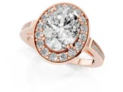 Oval Halo Engagement Ring Setting | Polished Halo Rim | Rose Gold
