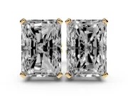 Radiant Cut Diamond Solitaire Stud Earrings Set in Yellow gold with Basket Setting