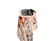 Round Bypass Hidden Halo Engagement Ring Setting for a Black Center | Graduated Pavé | Rose Gold
