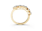 Round Diamond Curved Cluster Band Set in Yellow gold with Split Shank and Prong Setting