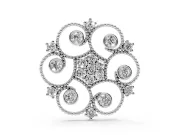 Round Lab-Grown Diamond Milgrain Flower Medallion Pendant Necklace | Bezel Petals | White Gold