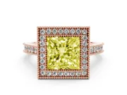 Princess Cut Vintage Milgrain Halo Engagement Ring Setting for a Fancy Yellow Lab-Grown Diamond | Bezel Head | Rose Gold