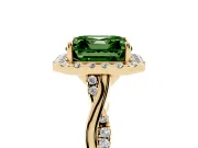 Asscher Cut Twist Halo Engagement Ring Setting for a Fancy Green Lab-Grown Diamond | Yellow Gold