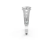 Oval Split Shank Pavé Engagement Ring Setting | Engraved Leaf Sides | Sterling Silver
