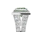 Princess Cut Halo Engagement Ring Setting for a Fancy Green Lab-Grown Diamond | Sterling Silver - Design NV-24520