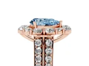 Pear-Shaped Large Accent Halo Engagement Ring Setting for a Fancy Blue Lab-Grown Diamond | Rose Gold
