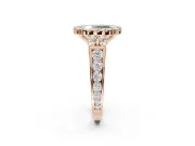 Oval Halo Engagement Ring Setting for a Fancy Green Lab-Grown Diamond | Side Clusters | Rose Gold