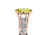 Oval Graduated Side Stone Engagement Ring Setting for a Fancy Yellow Lab-Grown Diamond | Flat Top Band | Rose Gold