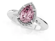 Pear-Shaped Halo Engagement Ring Setting for a Fancy Pink Lab-Grown Diamond | Plain Tapered Band | Sterling Silver