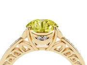 Round Floral Pavé Engagement Ring Setting for a Fancy Yellow Lab-Grown Diamond | Yellow Gold