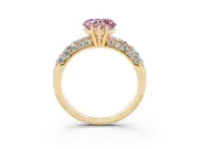 Heart-Shaped Multi Row Pave Engagement Ring Setting for a Fancy Pink Lab-Grown Diamond | Yellow Gold