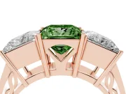 Princess Cut Three Stone Engagement Ring Setting for a Fancy Green Lab-Grown Diamond | Beaded Shoulders | Rose Gold