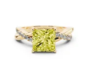 Princess Cut Crossover Engagement Ring Setting for a Fancy Yellow Lab-Grown Diamond | Yellow Gold
