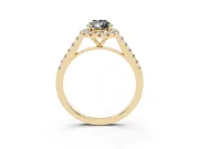 Pear-Shaped Halo Engagement Ring Setting for a Black Center | Pavé Shoulders | Yellow Gold