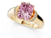 Radiant Cut Pavé Collar Engagement Ring Setting for a Fancy Pink Lab-Grown Diamond | Yellow Gold