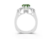 Heart-Shaped Three Stone Engagement Ring Setting for a Fancy Green Lab-Grown Diamond | Plain Squared Band | White Gold