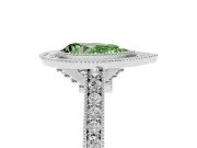 Pear-Shaped Vintage Milgrain Halo Engagement Ring Setting for a Fancy Green Lab-Grown Diamond | Bezel Head | White Gold