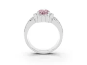 Fancy Pink Oval Cut Diamond Scalloped Halo Ring Set in Silver with Pavé Split Shank