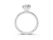 Heart-Shaped Pavé Solitaire Engagement Ring Setting | Shared Prong Band | White Gold