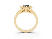 Fancy Black Heart Cut Diamond Round Halo Ring Set in Yellow gold with Pavé Band