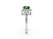 Princess Cut Halo Engagement Ring Setting for a Fancy Green Lab-Grown Diamond | Polished Halo Rim | Platinum