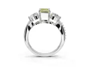 Emerald Cut Three Stone Engagement Ring Setting for a Fancy Yellow Lab-Grown Diamond | Tapered Pave Band | White Gold
