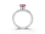 Round Twisted Pavé Engagement Ring Setting for a Fancy Pink Lab-Grown Diamond | Sterling Silver