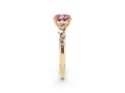 Cushion Cut Graduated Engagement Ring Setting for a Fancy Pink Lab-Grown Diamond | Yellow Gold