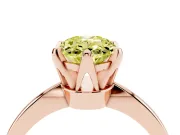 Fancy Yellow Oval Cut Diamond Solitaire Engagement Ring Set in Rose gold with Slim Tapered Solitaire Band