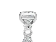 Princess Cut Side Stone Engagement Ring Setting | Scalloped Prong Accents | Sterling Silver
