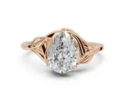 Pear-Shaped Leaf Bypass Solitaire Engagement Ring Setting | Polished Band | Rose Gold