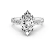 Marquise Cut Diamond Channel Set Solitaire Engagement Ring Set in Platinum with Prong Setting
