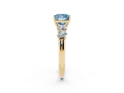 Princess Cut Five Stone Engagement Ring Setting for a Fancy Blue Lab-Grown Diamond | Prong Set Side Stones | Yellow Gold