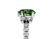 Heart-Shaped Side Stone Engagement Ring Setting for a Fancy Green Lab-Grown Diamond | Pave Band | Sterling Silver