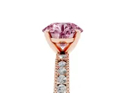 Round Vintage Pavé Engagement Ring Setting for a Fancy Pink Lab-Grown Diamond | Rose Gold