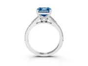 Asscher Cut Pave Split Shank Engagement Ring Setting for a Fancy Blue Lab-Grown Diamond | Double Claw Prongs | Platinum